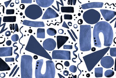 Elleri, bulanık suluboya geometrik şekillerle renksiz parlak desenler çizmiş.