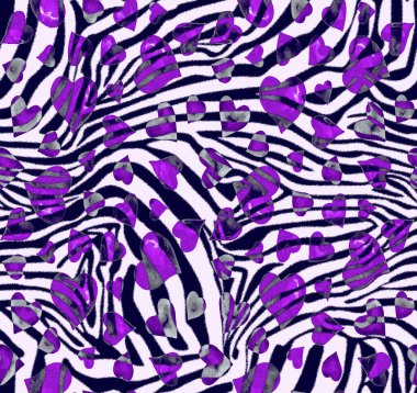 Zebra çizgileri ve suluboya kalpleriyle kusursuz renkli desenler. 