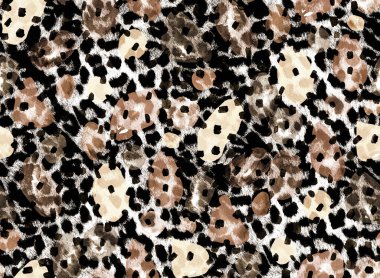 Leopar benekli, renksiz, parlak desenli el çizimi.