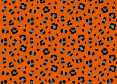 Leopar benekli, renksiz, parlak desenli el çizimi.