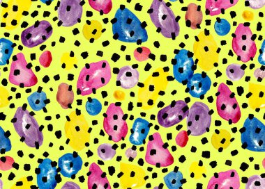 El çizimi pürüzsüz renkli parlak leopar deseni 