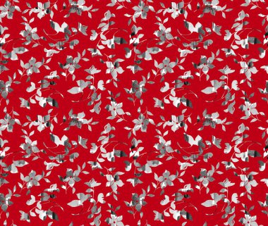 Renkli çiçeklerle renksiz parlak desen 