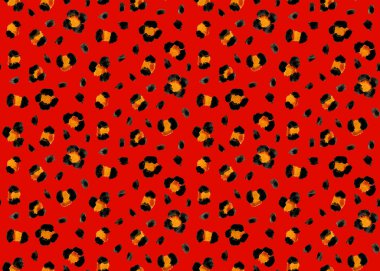 Leopar benekli, renksiz, parlak desenli el çizimi.