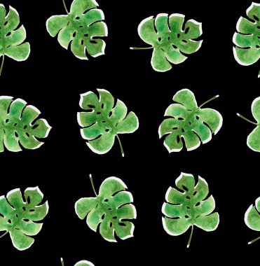 Suluboya tropikal yapraklı kusursuz desen