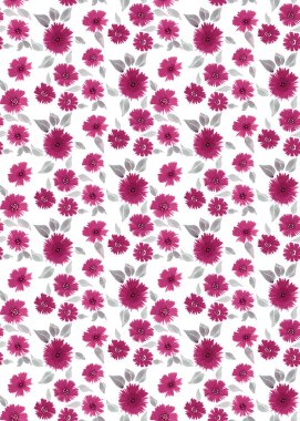 Renkli çiçeklerle renksiz, parlak desenli el çizimi