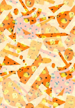 Elleri, bulanık suluboya geometrik şekillerle renksiz parlak desenler çizmiş.