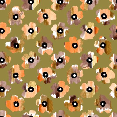 Renkli çiçeklerle renksiz, parlak desenli el çizimi