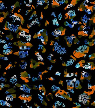 Leopar benekli, renksiz, parlak desenli el çizimi.