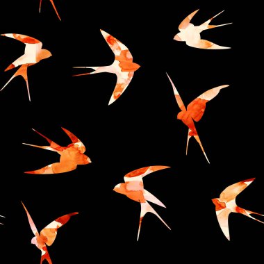 Kuşlarla renksiz parlak desen