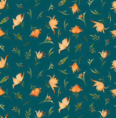 Renkli orkidelerle renksiz parlak desen