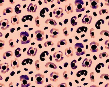 Leopar benekli, renksiz, parlak desenli el çizimi.