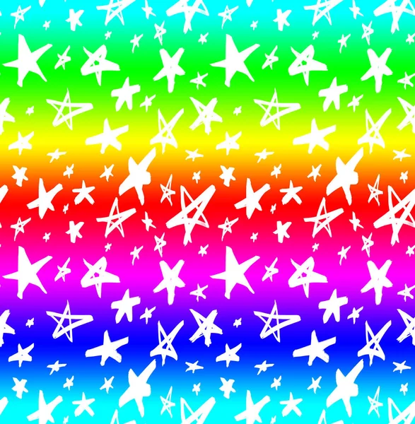 水彩画の星とシームレスなカラフルな明るいパターン — ストック写真