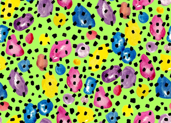Mão Desenhada Sem Costura Colorido Padrão Leopardo Brilhante — Fotografia de Stock