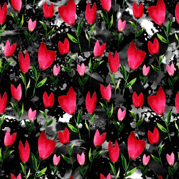 Ručně Kreslené Bezešvé Barevné Jasný Vzor Barevnými Květy — Stock fotografie