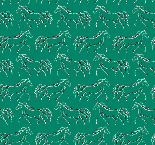 Handgezeichnete Nahtlose Bunte Helle Muster Mit Bunten Ethnischen Pferden — Stockfoto