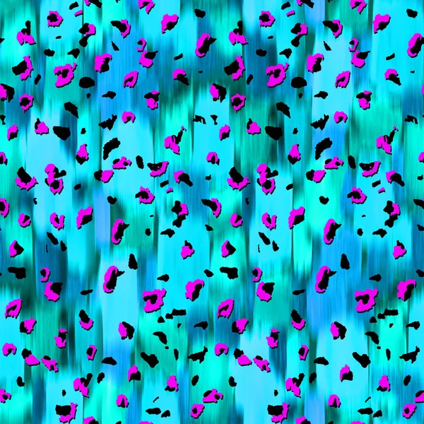 Hand Drawn Seamless Colorful Bright Pattern Leopard Spots Wall — Stockfoto