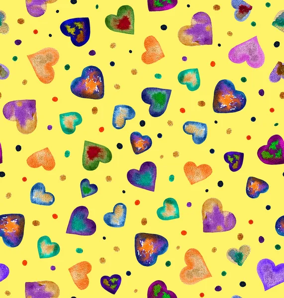 Handmalerei Abstraktes Aquarell Pastellfarben Herzen Romantische Nahtlose Muster Hintergrund — Stockfoto