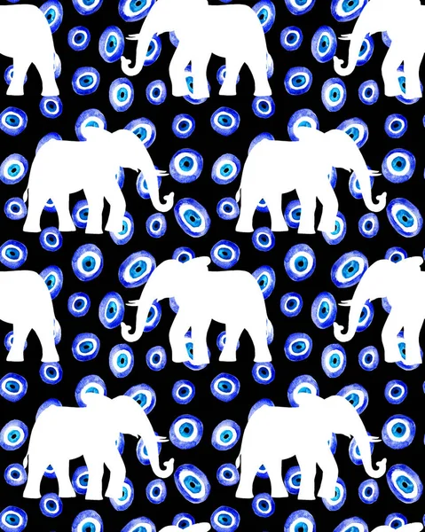 Patrón Brillante Colorido Sin Costuras Con Estampado Elefantes Perlas Del —  Fotos de Stock