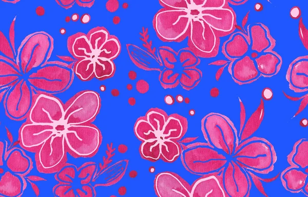 Hand Getekend Naadloze Kleurrijke Heldere Patroon Met Kleurrijke Keramische Bloemen — Stockfoto