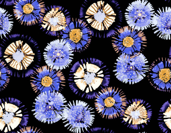 hand drawn seamless colorful bright pattern in floral diy shibori style