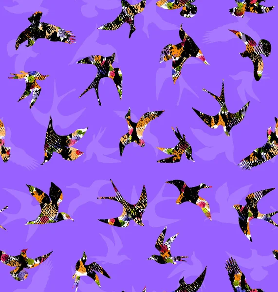 Motif Lumineux Coloré Sans Couture Avec Des Oiseaux — Photo