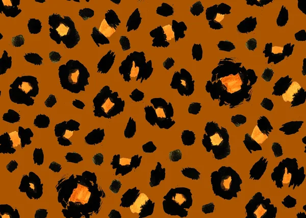 黒い斑点のあるシームレスなフェイクヒョウの皮膚パターン — ストック写真