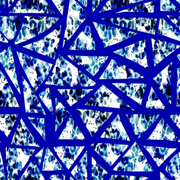 Handgetekend Naadloos Kleurrijk Helder Patroon Met Luipaardvlekken Driehoeken — Stockfoto