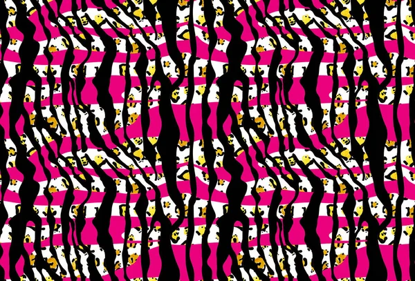 Ručně Kreslené Bezešvé Jasný Vzor Zebra Pruhy Leopard Skvrny — Stock fotografie