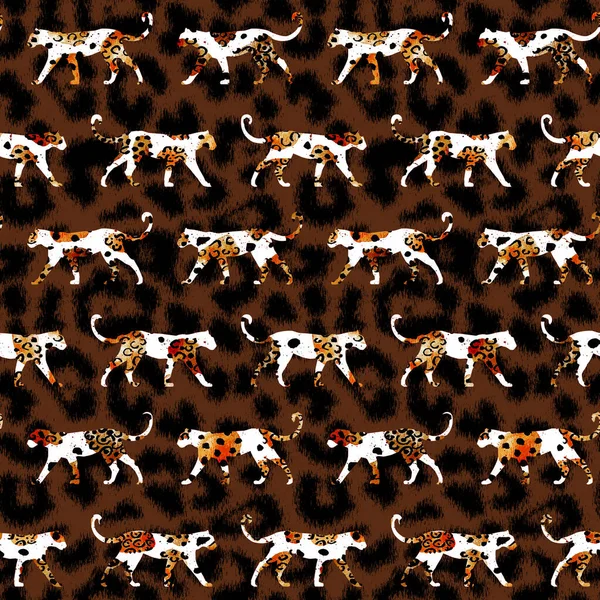 Seamless Colorful Bright Pattern Leopard Leo Spots — Fotografia de Stock