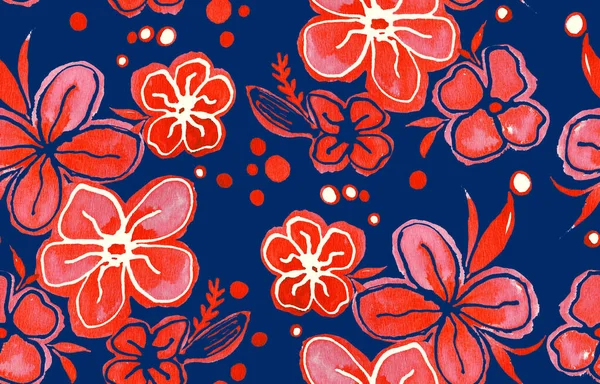 Dessin Main Motif Lumineux Coloré Sans Couture Avec Des Fleurs — Photo