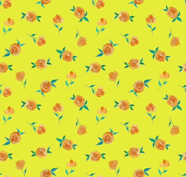 Hand Drawn Seamless Watercolor Colorful Bright Pattern Flowers — Stockfoto