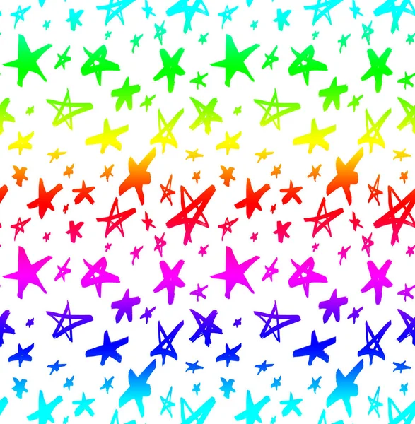 Seamless Colorful Bright Pattern Watercolor Stars — Stock Photo, Image