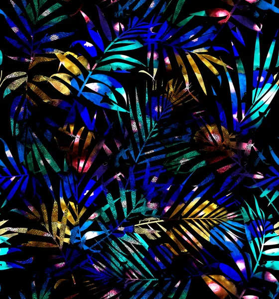 Handgetekend Naadloos Kleurrijk Helder Patroon Met Bladeren — Stockfoto