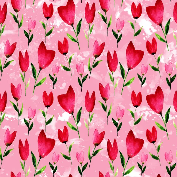 Hand Drawn Seamless Colorful Bright Pattern Colorful Flowers — Stock Photo, Image