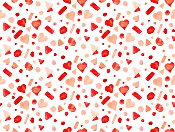 Seamless Colorful Bright Pattern Hearts Geometric Elements — Stock Photo, Image