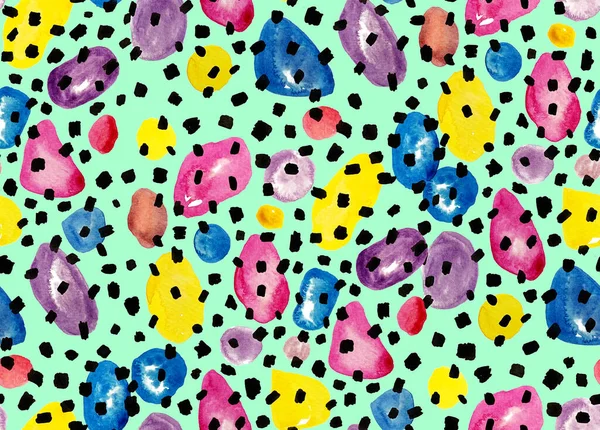 Disegno Mano Senza Soluzione Continuità Colorato Modello Leopardo Luminoso — Foto Stock