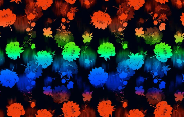 Disegno Mano Modello Luminoso Colorato Senza Soluzione Continuità Con Fiori — Foto Stock