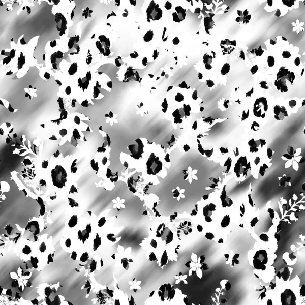Hand Drawn Seamless Faux Leopard Skin Pattern Black Spots Colorful — Stock Photo, Image