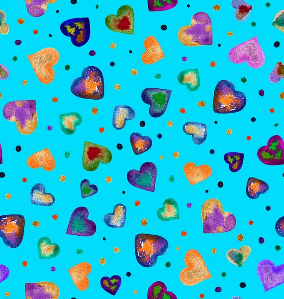 Handmalerei Abstraktes Aquarell Pastellfarben Herzen Romantische Nahtlose Muster Hintergrund — Stockfoto