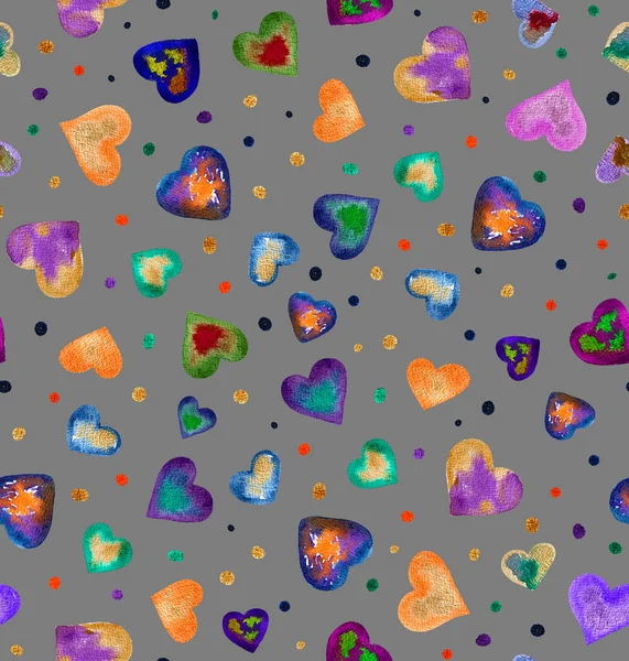 Ζωγραφική Χεριών Αφηρημένη Ακουαρέλα Παστέλ Χρώματα Καρδιές Ρομαντικό Μοτίβο Χωρίς — Φωτογραφία Αρχείου