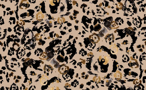 Płynne Ręcznie Rysowane Streszczenie Akwarela Lampart Cheetah Skóra Wektor Wzór — Zdjęcie stockowe