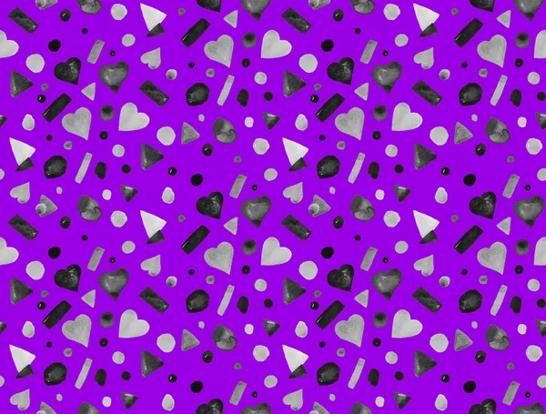 Naadloos Kleurrijk Helder Patroon Met Hartjes Geometrische Elementen — Stockfoto