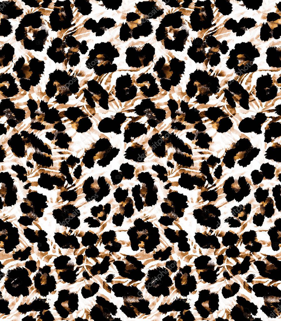 Seamless faux leopard skin pattern with black spots