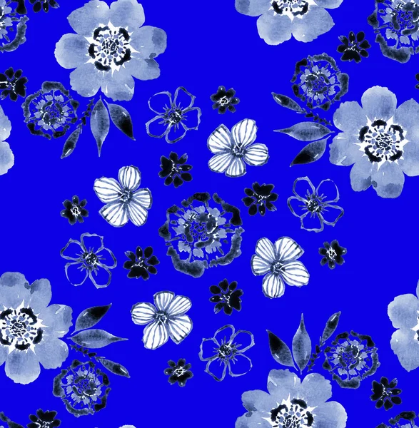 Dibujado Mano Sin Problemas Brillante Patrón Colores Con Flores — Foto de Stock