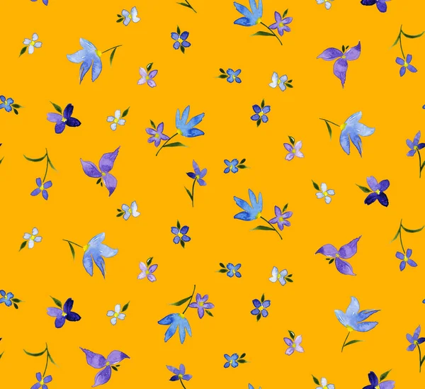 Ręcznie Rysowane Bezszwowe Kolorowy Jasny Wzór Kwiatami — Zdjęcie stockowe