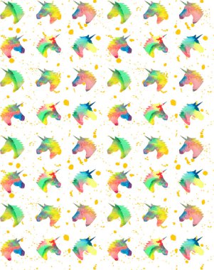 Renksiz parlak desenli, güzel tek boynuzlu atlar. 