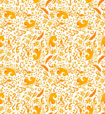 Çiçekli suluboya şekilli, renksiz, parlak desenli el çizimi.