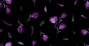 El Boyası Soyut Suluboya Pastel Lale Çiçekler Çiçeksiz Desenli Arkaplan