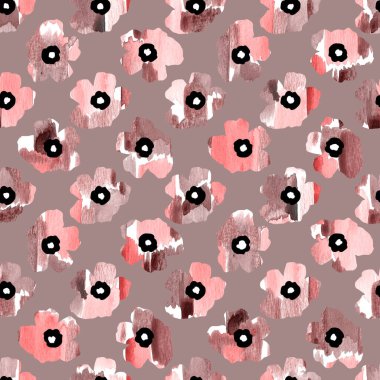 Renkli çiçeklerle renksiz, parlak desenli el çizimi