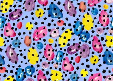 El çizimi pürüzsüz renkli parlak leopar deseni 